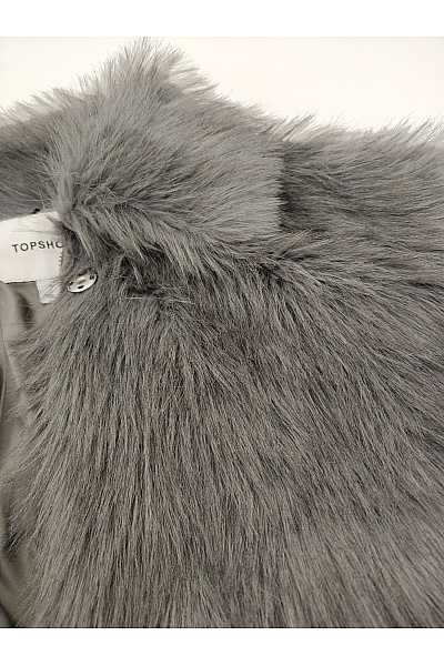 Topshop Dámský krátký chlupatý kabát s kožešinovým límcem Velikost S | Topshop | obrázek 9