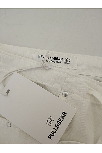 PULL&BEAR Bílé bavlněné široké kalhoty s kapsami Velikost EU 36 | PULL&BEAR | obrázek 5