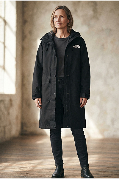THE NORTH FACE Dámská černá Dlouhá Parka S Kapucí Outdoorová Vel. L