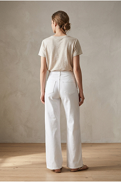 ONLY Bílé Bavlněné Džíny S Vysokým Pasem Wide Leg Velikost S/30