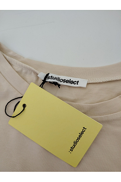 Studioselect Béžový bavlněný crop top s dlouhým rukávem a kulatým výstřihem Vel. S | studioselect | obrázek 6