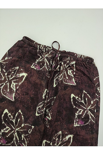 PULL&BEAR Hnědé květované letní kalhoty volné boho Velikost EU XS | PULL&BEAR | obrázek 4
