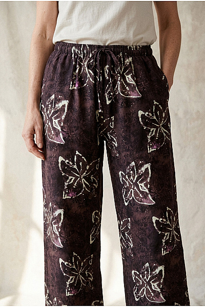 PULL&BEAR Hnědé Květované Letní Kalhoty Volné Boho Velikost EU XS