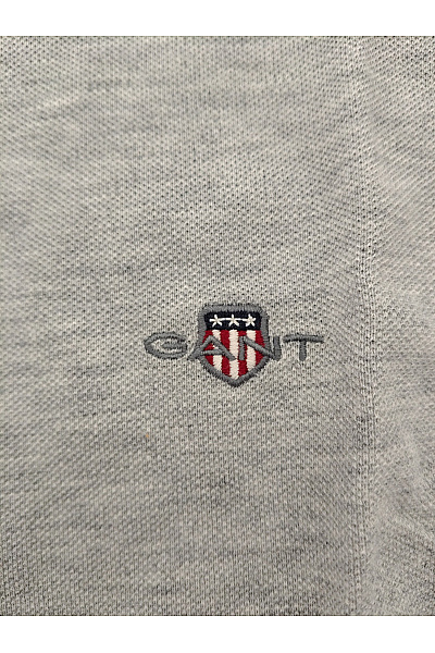 GANT Pánské šedé bavlněné polo tričko s krátkým rukávem slim fit Velikost L | GANT | obrázek 4