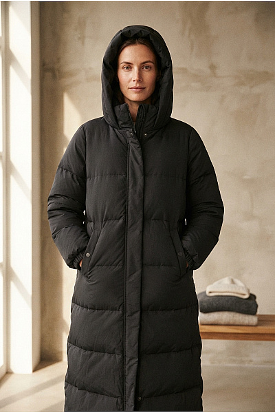 VERO MODA Dámská černá Zimní Dlouhá Prošívaná Puffer Bunda S Kapucí Vel. XL