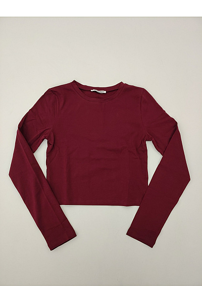 Studioselect Dámské červené bavlněné tričko s dlouhým rukávem crop top basic Velikost S | studioselect | obrázek 2
