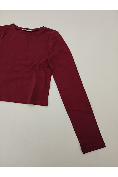 Studioselect Dámské červené bavlněné tričko s dlouhým rukávem crop top basic Velikost S | studioselect | obrázek 3