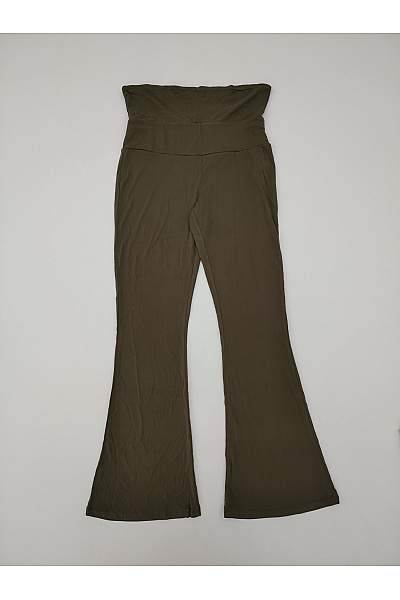 Dámské khaki zvonové kalhoty s vysokým pasem z modalu | Unimoda | obrázek 2
