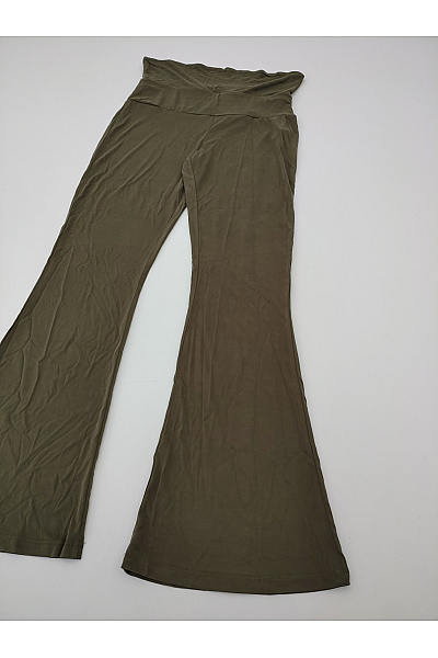 Dámské khaki zvonové kalhoty s vysokým pasem z modalu | Unimoda | obrázek 3