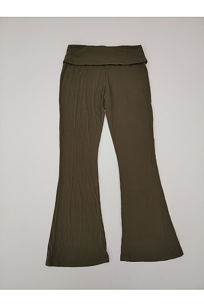 Dámské khaki zvonové kalhoty s vysokým pasem z modalu | Unimoda | obrázek 6