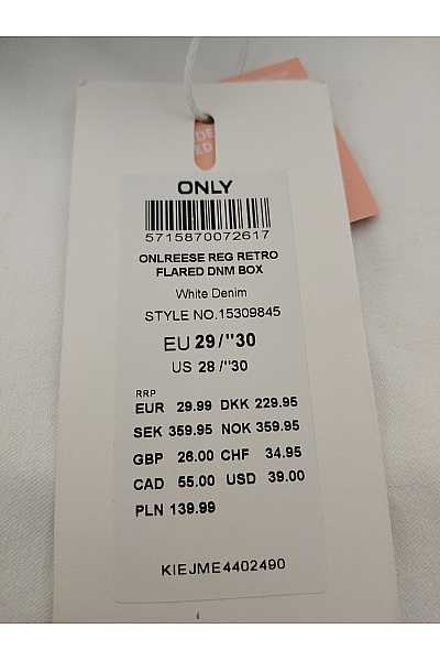 ONLY Bílé bavlněné zvonové džíny s vysokým pasem Velikost EU 29/30 | ONLY | obrázek 9