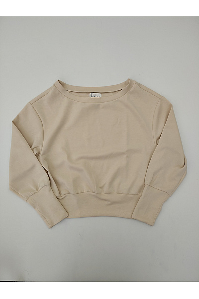 Studioselect Dámská béžová crop mikina bez potisku crewneck Vel. S | studioselect | obrázek 2