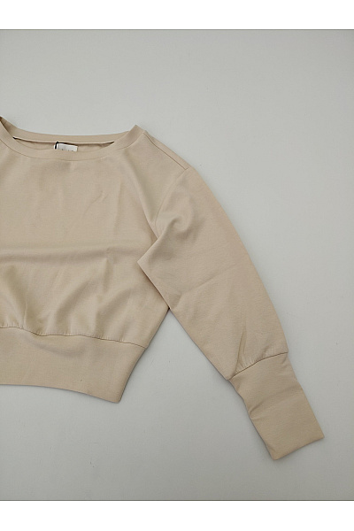 Studioselect Dámská béžová crop mikina bez potisku crewneck Vel. S | studioselect | obrázek 3