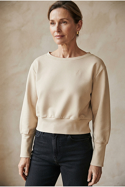 Studioselect Dámská Béžová Crop Mikina Bez Potisku Crewneck Vel. S