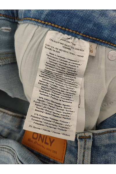 ONLY Dámské modré bavlněné džíny s vysokým pasem rovné Velikost L/30 | ONLY | obrázek 7