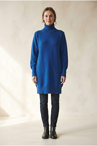 Josefine Dámský Modrý Kašmírový Rolák Oversized Velikost XL