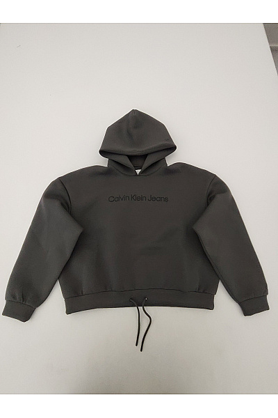 Calvin Klein Dámská khaki mikina s kapucí oversized crop Velikost L | Calvin Klein | obrázek 2