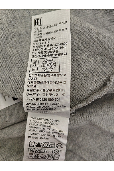 LEVIS Pánské šedé bavlněné tričko s krátkým rukávem a nápisem Velikost L/G | LEVIS | obrázek 5