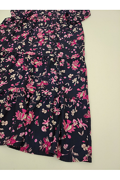 Modré květované košilové maxi šaty Vel. L | Unimoda | obrázek 3