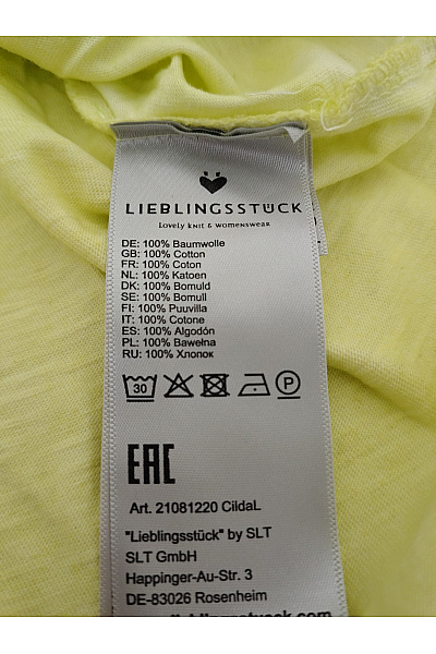 LIEBLINGSSTÜCK Žluté bavlněné tričko s krátkým rukávem a nápisem Vel. 3XL | LIEBLINGSSTÜCK | obrázek 7