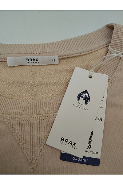 BRAX Béžové bavlněné basic tričko s krátkým rukávem a kulatým výstřihem Velikost EU 42 | BRAX | obrázek 6