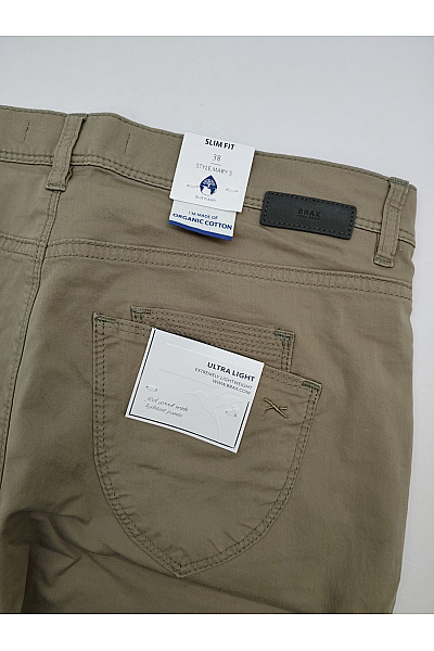 BRAX Pánské khaki bavlněné chinos kalhoty s rozparkem Velikost DE 38 | BRAX | obrázek 9