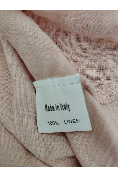 MADE IN ITALY Béžová lněná oversize halenka s výstřihem do V a krátkým rukávem Velikost FR 38 | MADE IN ITALY | obrázek 5