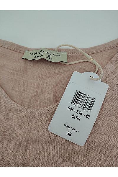 MADE IN ITALY Béžová lněná oversize halenka s výstřihem do V a krátkým rukávem Velikost FR 38 | MADE IN ITALY | obrázek 6