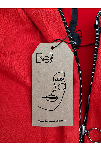 Be wear Červená dámská mikina s kapucí na zip prodloužená Vel. 2XL/3XL | Be wear | obrázek 7