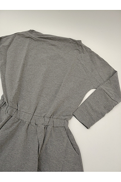 Be wear Šedé bavlněné midi šaty s dlouhým rukávem a kapsami Vel. XL | Be wear | obrázek 4