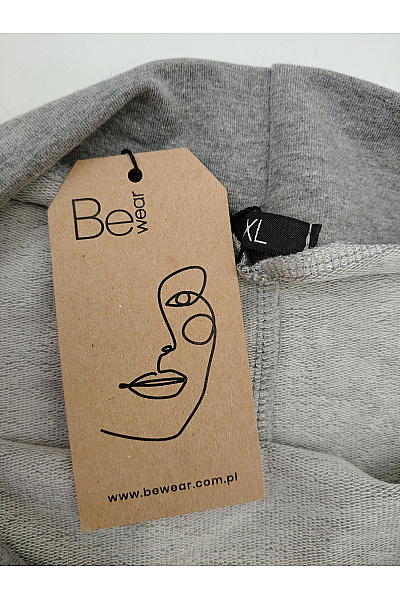 Be wear Šedé bavlněné midi šaty s dlouhým rukávem a kapsami Vel. XL | Be wear | obrázek 6