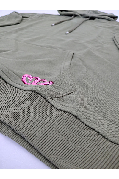 Zwillingsherz Dámská khaki mikina s kapucí a potiskem Velikost L/XL | Zwillingsherz | obrázek 4