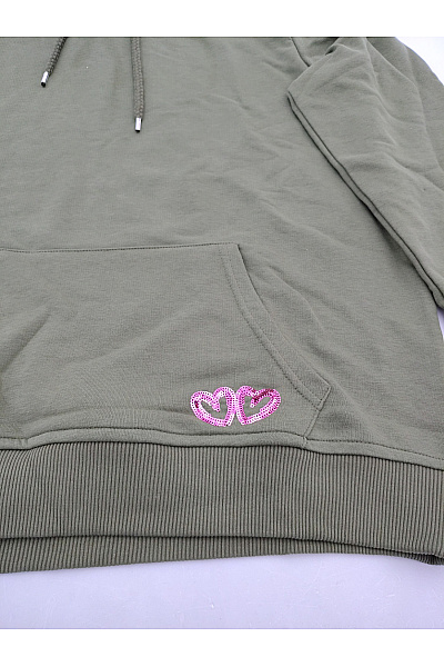 Zwillingsherz Dámská khaki mikina s kapucí a potiskem Velikost L/XL | Zwillingsherz | obrázek 5