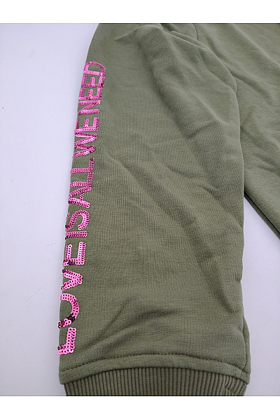 Zwillingsherz Dámská khaki mikina s kapucí a potiskem Velikost L/XL | Zwillingsherz | obrázek 6
