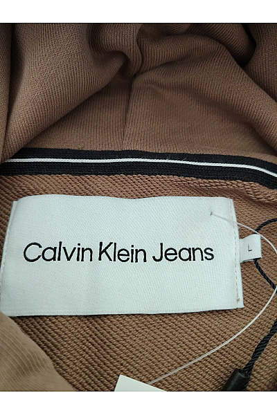 Calvin Klein Pánská bavlněná hnědá mikina s kapucí a klokaní kapsou Vel. L | Calvin Klein | obrázek 7