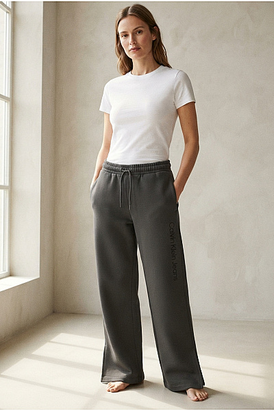 Calvin Klein Šedé široké Tepláky S Rozparkem Vel. S