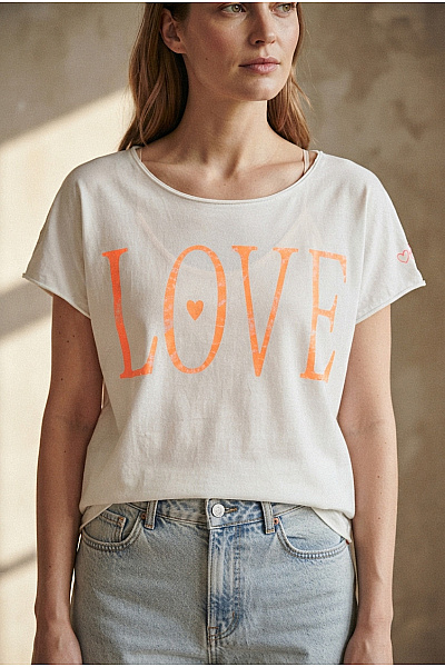 LIEBLINGSSTÜCK Bílé Bavlněné Tričko S Krátkým Rukávem A Nápisem LOVE Vel. XL
