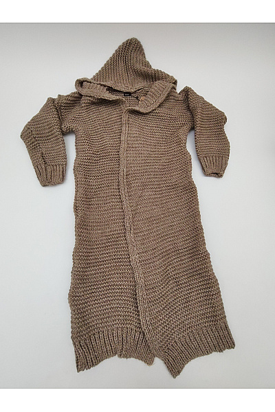 Be wear Hnědý pletený maxi kardigan s kapucí Velikost XL | Be wear | obrázek 2