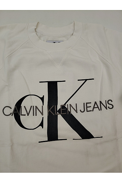 Calvin Klein Bílá bavlněná mikina s dlouhým rukávem a nápisem Vel. XL | Calvin Klein | obrázek 4