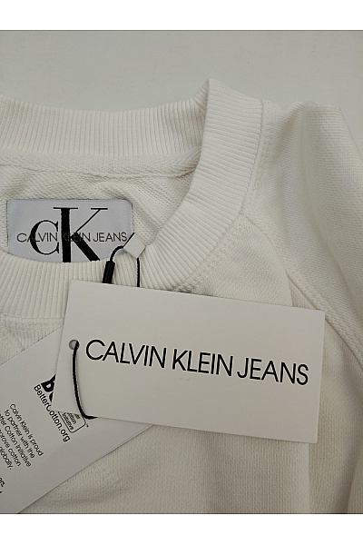 Calvin Klein Bílá bavlněná mikina s dlouhým rukávem a nápisem Vel. XL | Calvin Klein | obrázek 6