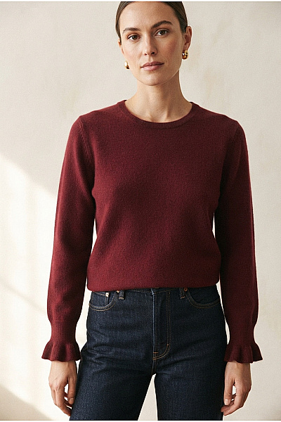 Just Cashmere Dámský Kašmírový Pulovr Basic červený Velikost M
