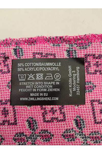 Zwillingsherz Růžový vzorovaný šátek trojúhelník s nápisem | Zwillingsherz | obrázek 5