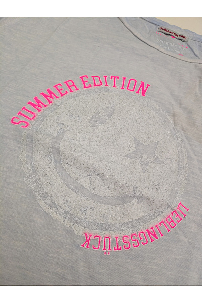 LIEBLINGSSTÜCK Dámské modré bavlněné tričko s krátkým rukávem a nápisem Velikost 2XL | LIEBLINGSSTÜCK | obrázek 3