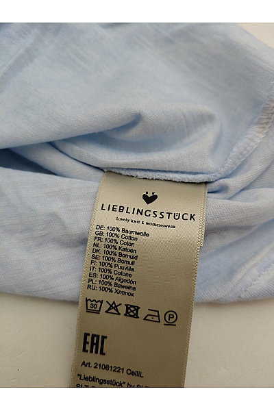 LIEBLINGSSTÜCK Dámské modré bavlněné tričko s krátkým rukávem a nápisem Velikost 2XL | LIEBLINGSSTÜCK | obrázek 8