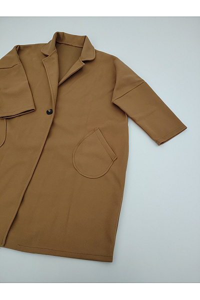 Hnědý dámský oversized kabát podzimní elegantní Velikost XXL | Unimoda | obrázek 3