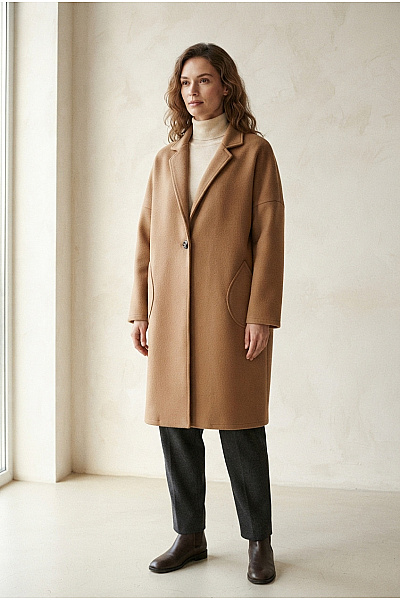 Hnědý Dámský Oversized Kabát Podzimní Elegantní Velikost XXL