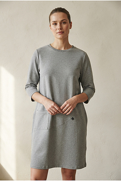 Be Wear Šedé Bavlněné Mikinové šaty S Kapsami Vel. XL