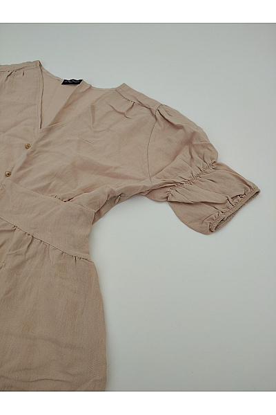 La Petite Parisienne Béžové midi košilové šaty propínací elegantní letní Vel. M | La Petite Parisienne | obrázek 5