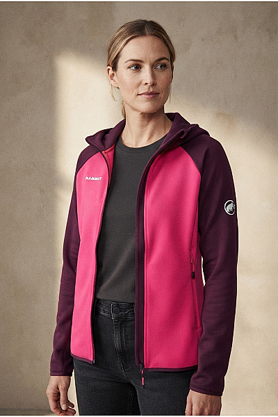 MAMMUT Dámská Sportovní Mikina Na Zip S Kapucí Růžovo-fialová Velikost EU L