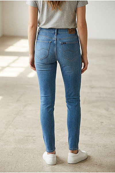 Lee Dámské Modré Bavlněné Skinny Džíny S Vysokým Pasem Vel. 29/33